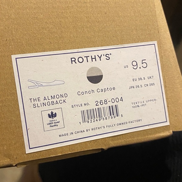 ROTHYS almond slingback flats cap toe 9.5 dressy shoes - Picture 3 of 7